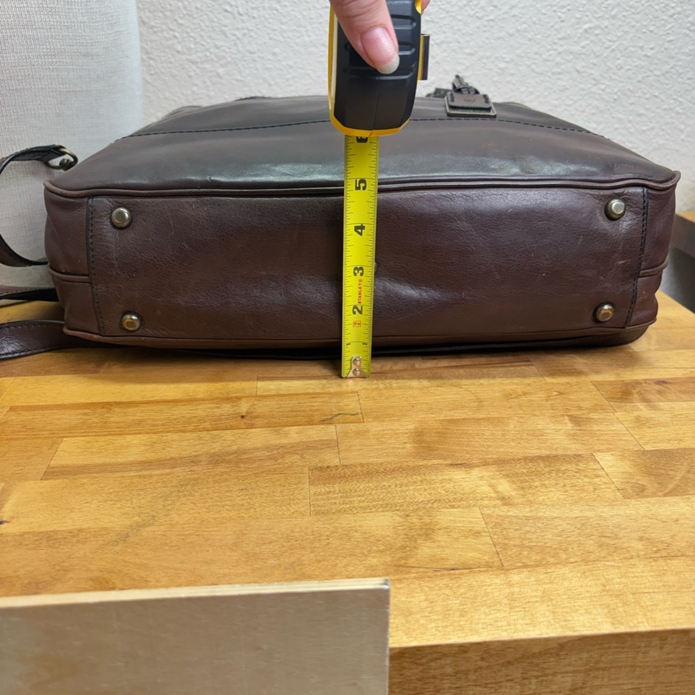 Frye Logan Zip Work Bag in Dark Brown Leather - Picture 13 of 14